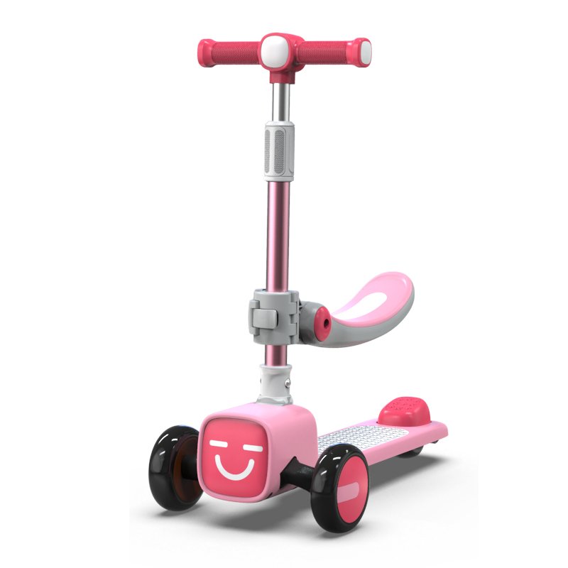 Wholesale OEM ODM 2in1 Kids Patinetas Scooter With Seat Patinete Infantil Light-Up 3 Wheels Rodas Wide Deck 4 Adjustable Height