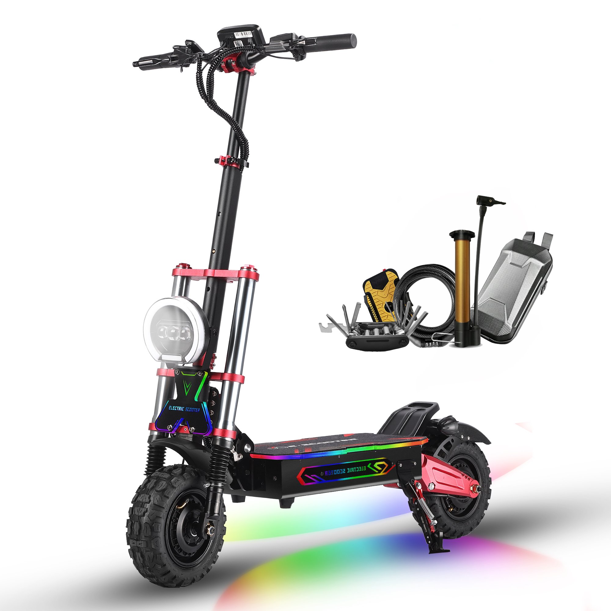 European Warehouse Shipping BOYUEDA Electric Scooter Foldable Powerful 6000W 100KM/H Off-Road Dual Motor Electric Scooter 11 in.