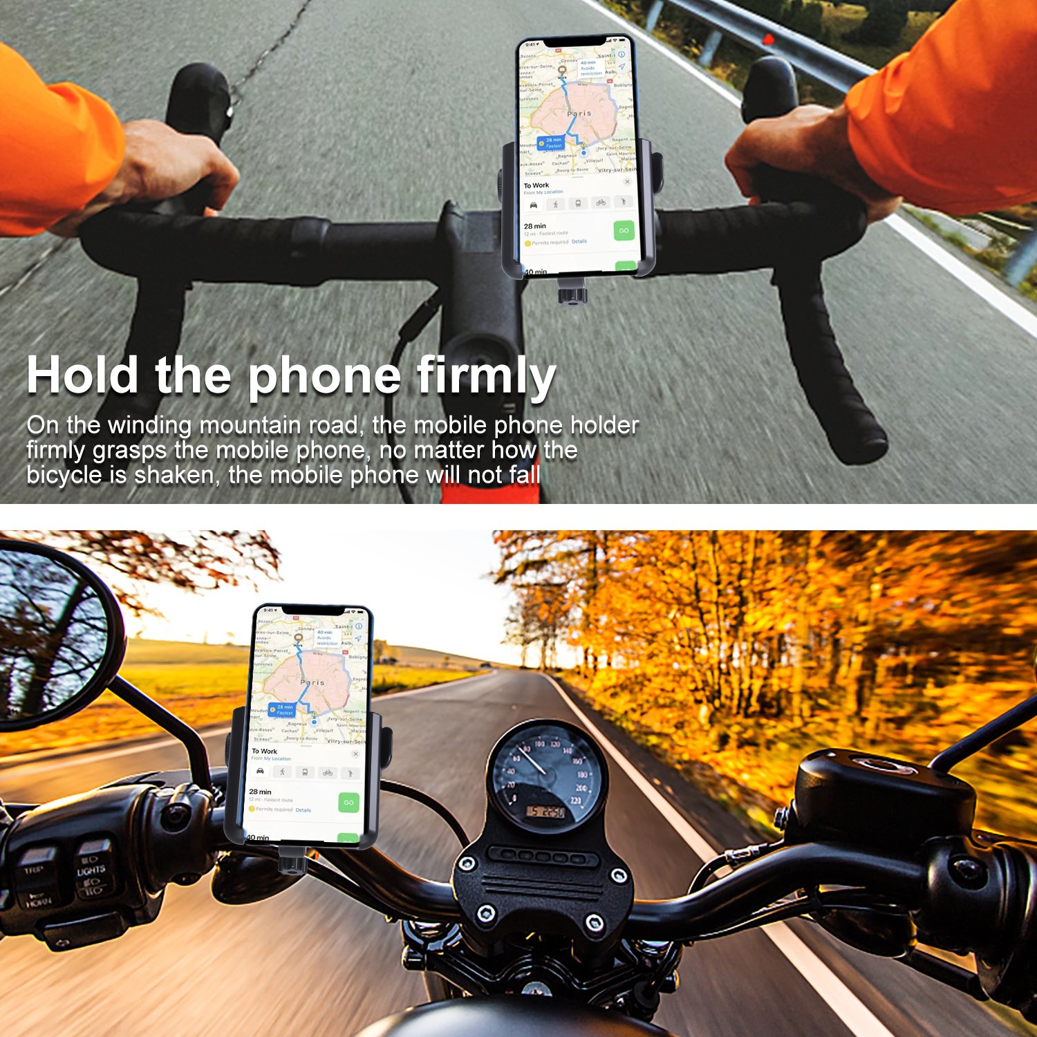 One-key Release Motorcycle Parts Scooter Parts Mobile Phone Holder Shock-Absorbingbike Phone Holder, Motorcycle Phone Mount