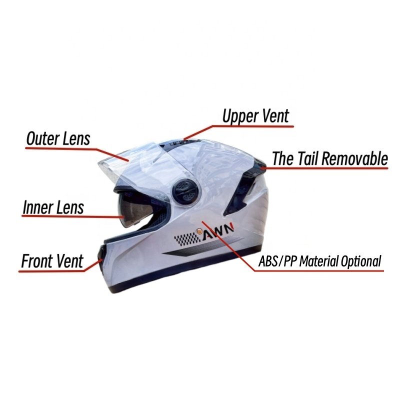 Double Lens PP EPS Full Face Crash Helmet Unisex PC Motorcycle Helmets Wholesale Motorcycle Parts & Accessories For Adults