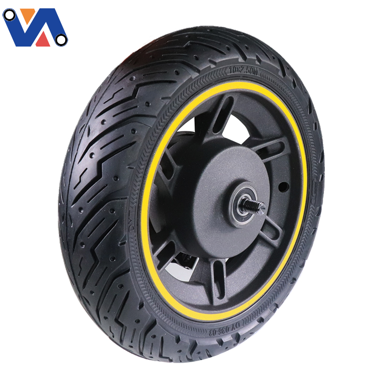 New Image Electric Scooter Front Wheel with 10in-06 Solid Tire/Drum Brake For Ninebot Max G30 Scooter Spare Parts