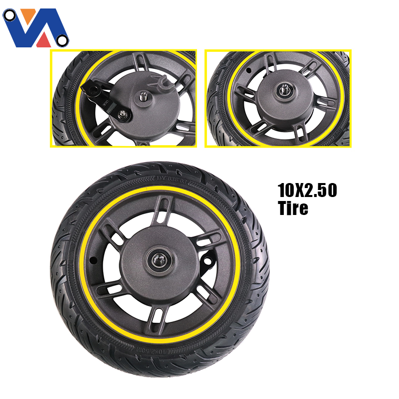 New Image Electric Scooter Front Wheel with 10in-06 Solid Tire/Drum Brake For Ninebot Max G30 Scooter Spare Parts