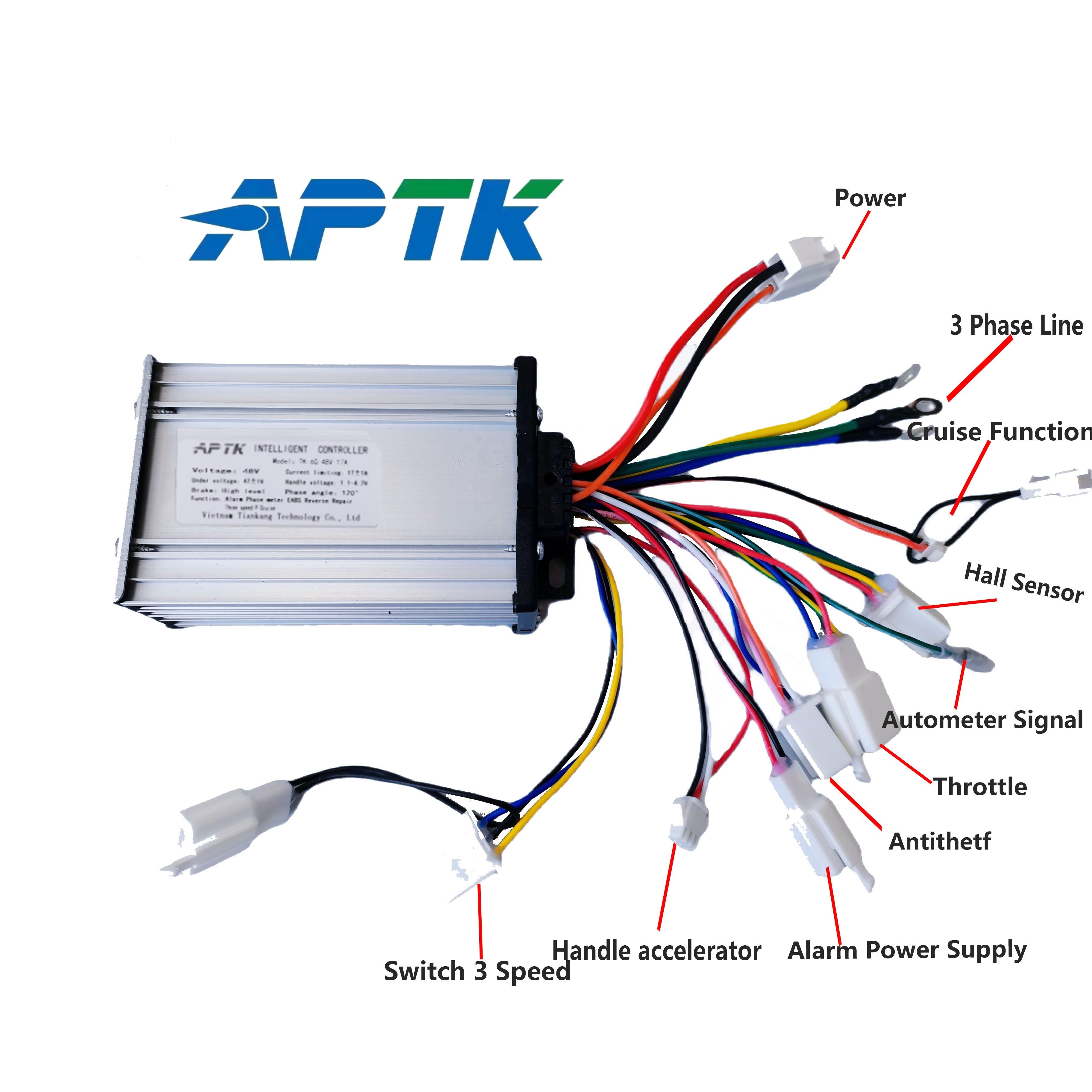 Customized Wired 350W Brushless DC Motor Controller E Scooter Parts 36V 48V Controller For Electric Bike