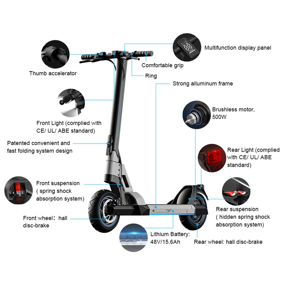 Aluminium Alloy Used Scooty Price Two-wheel Fast 35km/h Max Speed Adult Long Range 80km 500w Lithium Battery Electric Scooter