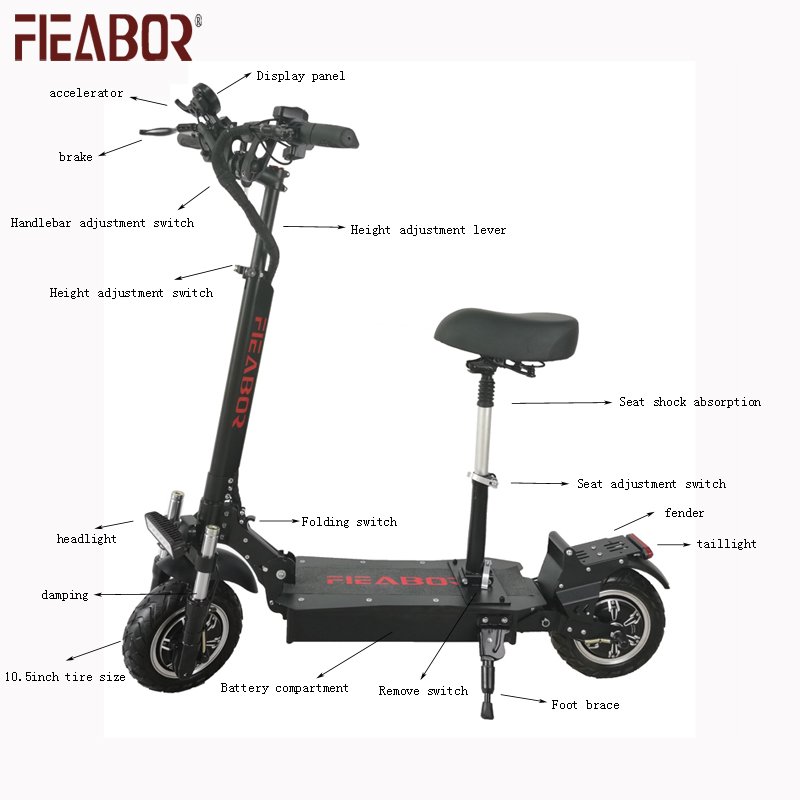 Fieabor Q06plus 11 inch 60V 26Ah 5600W 70kmh powerful adult electric scooter with seat for adult