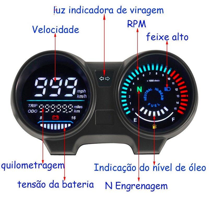 Motorcycle Scooter Digital Fuel Level RPM Dashboard odometer electronic LED Digital Speedometer For TITAN150 CG125 CG150