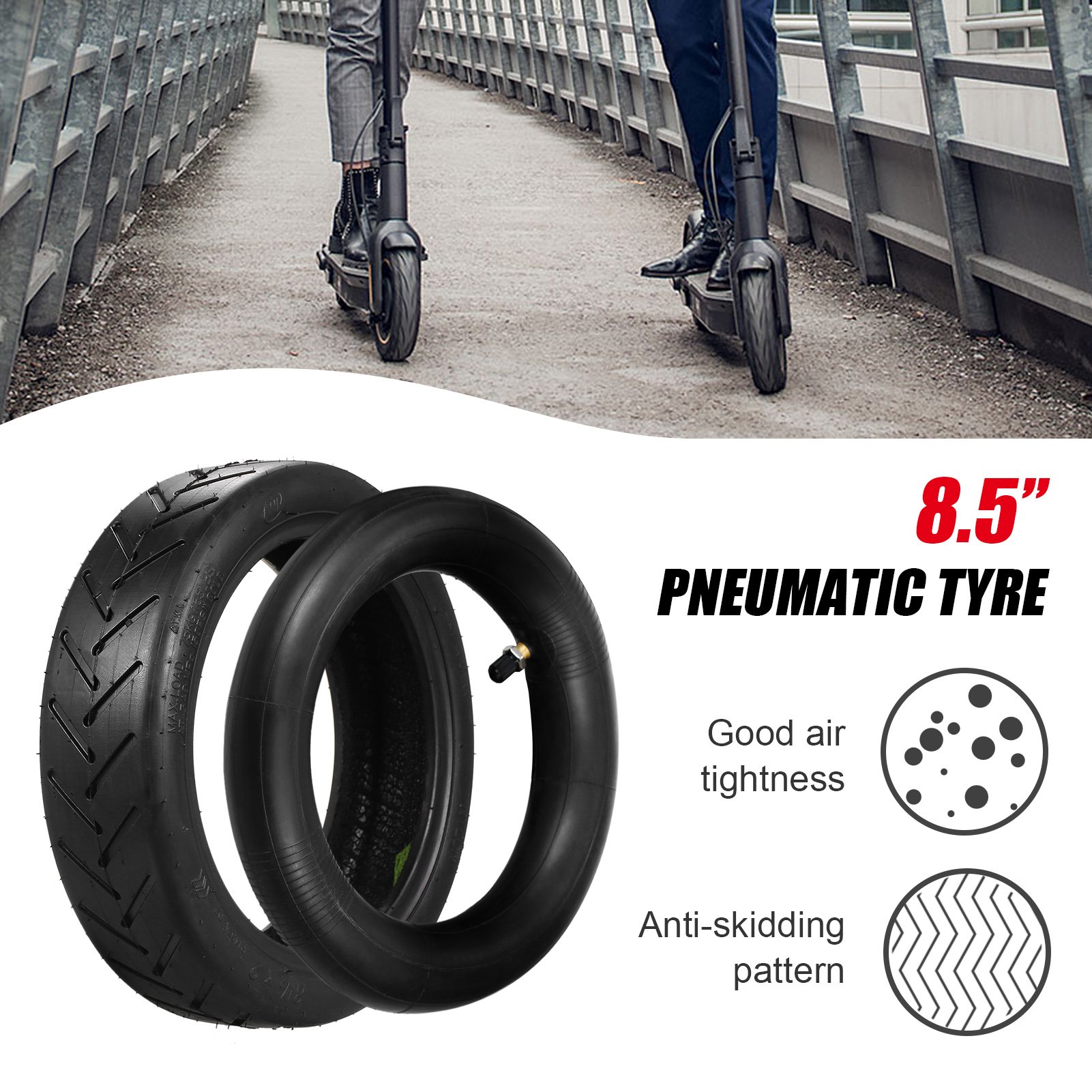Superbsail EU Stock Xiaomi Electric Scooter Rubber Tire 8 1/2x2 Upgraded Thicken Inner Tube 8.5 Inch M365 Pro Front Rear Tyres