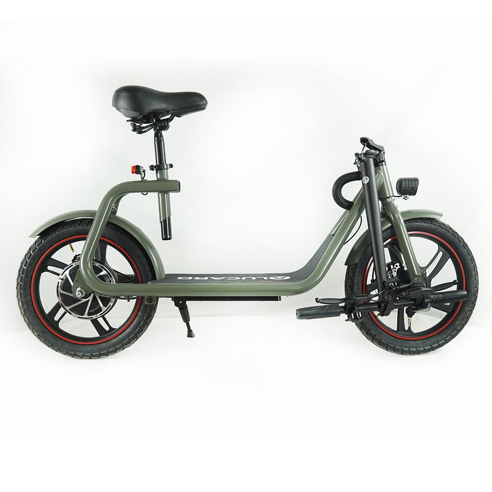 Brushless 2-wheel Army Green Foldable Electric Scooter With Seat And 36V 8.0Ah Lithium Battery For Adult