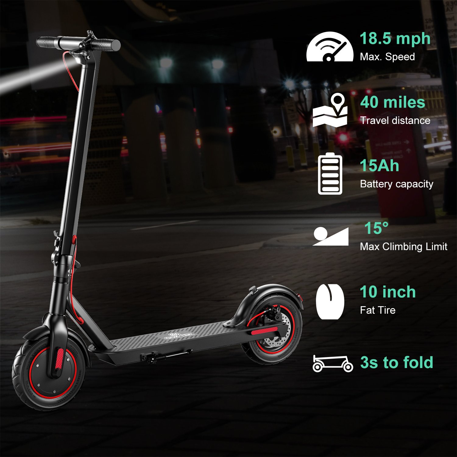 2024 High Quality 500w Motor 10 inch Air Tyre Adult Electric Scooters Two Wheel Scooter Electric 15aH Foldable Scooter