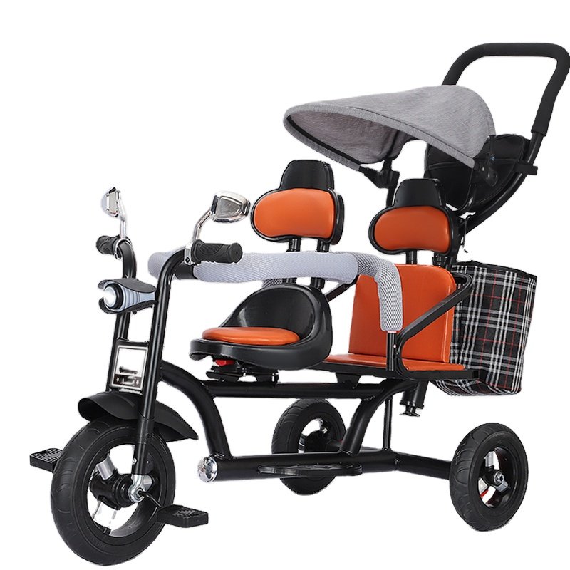 Hot Sale Best Selling 3 Wheel Push Stroller Twins Kids Trike Baby Tricycle Bike For Twins Double Seat Tricycle For Kids