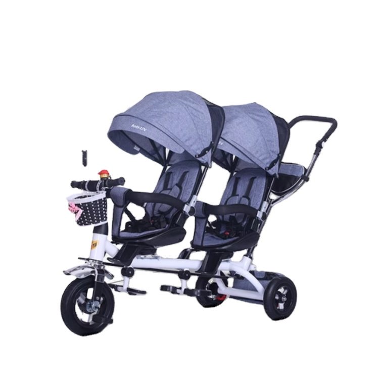 Hot Sale Best Selling 3 Wheel Push Stroller Twins Kids Trike Baby Tricycle Bike For Twins Double Seat Tricycle For Kids