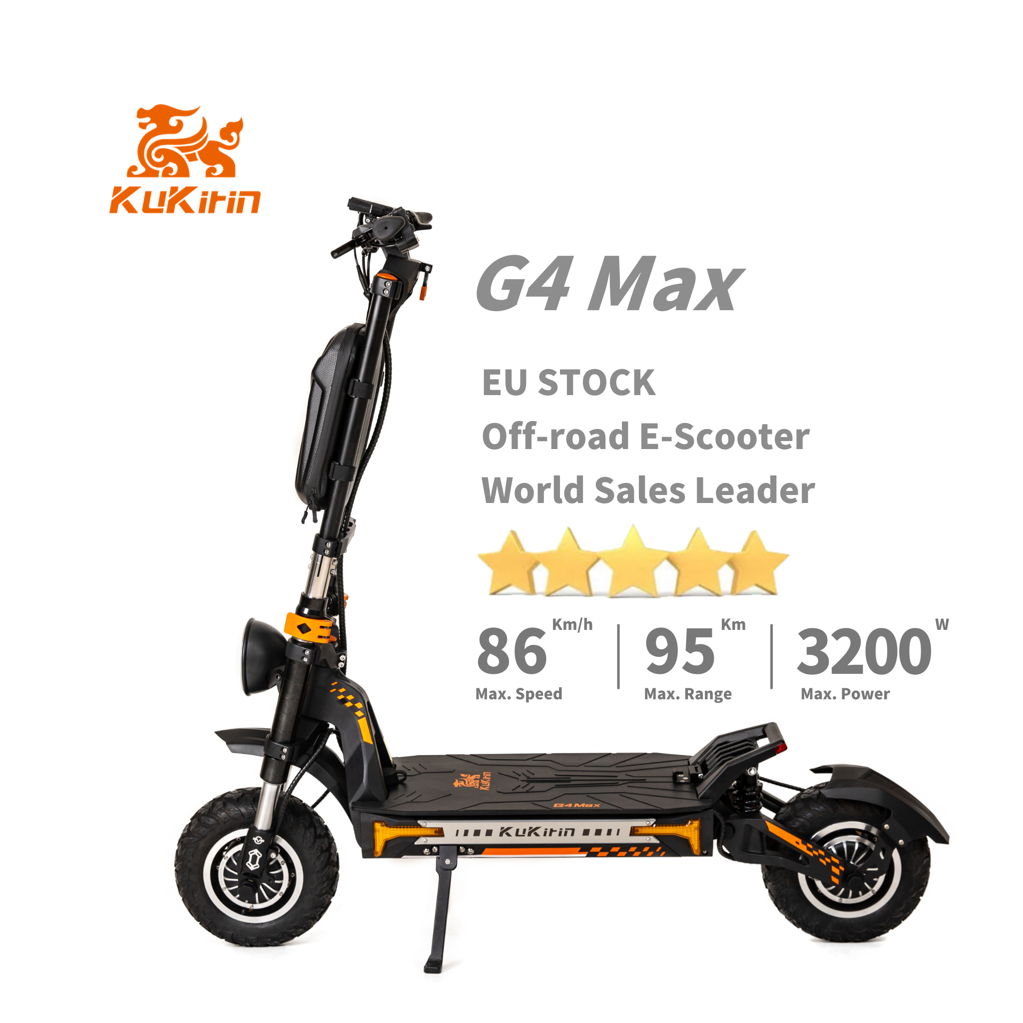 Eu warehouse Drop shipping range 95km IPX4 waterproof kukirin G4 max dual motor 3200w electric scooter