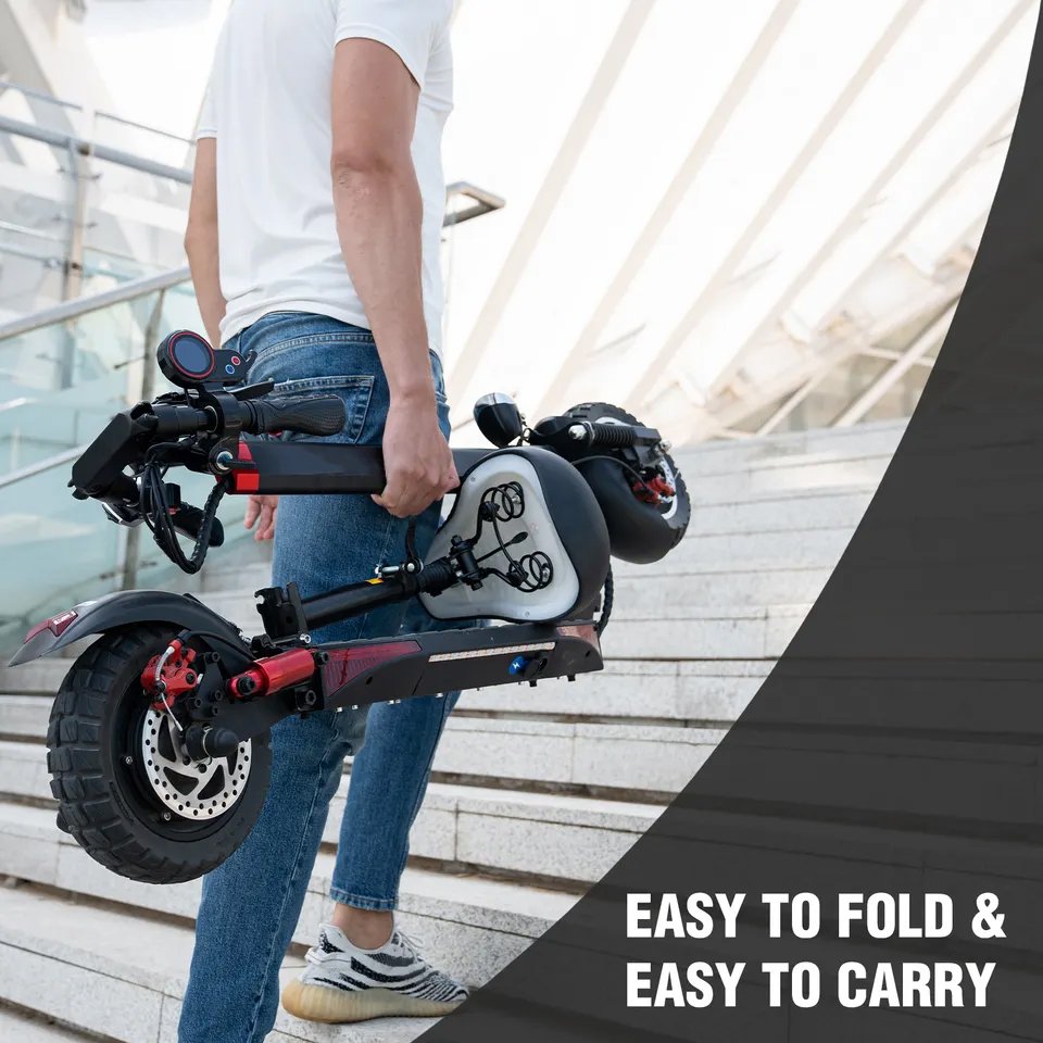 KOOLUX 48V 10.4Ah 800W 10Inch Solid Tire Electric Scooter With Seat Fast Speed Safe Lithium-ion Battery US Warehouse Stock