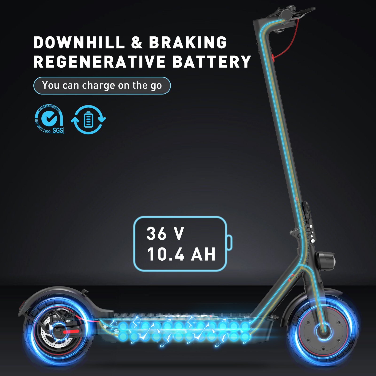 iScooter i9Max 500W Electric Scooter for Adults 35km/h 10Ah Battery 10 Inch Honeycomb Tire Foldable E-Scooter with App Bag