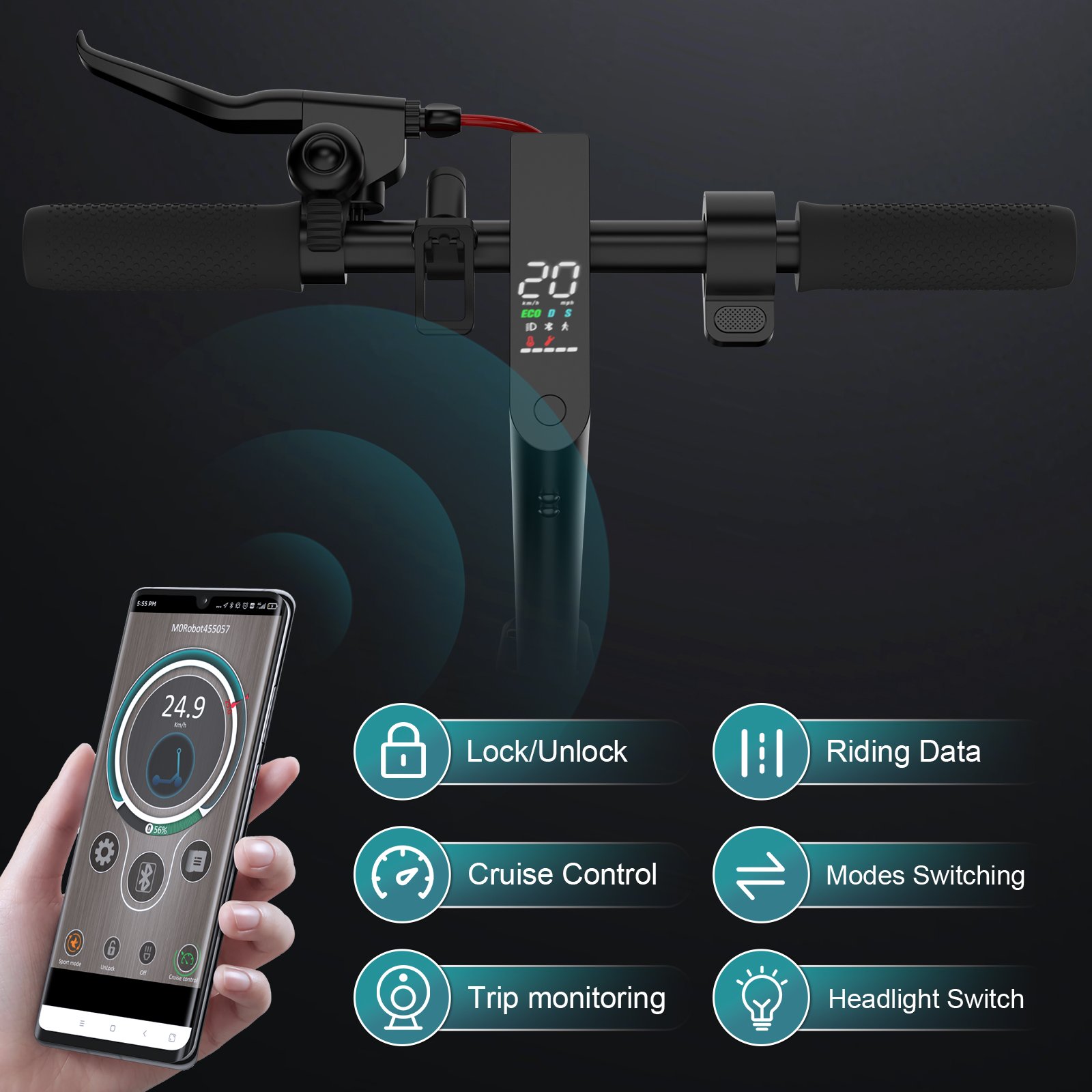 iScooter i9Max 500W Electric Scooter for Adults 35km/h 10Ah Battery 10 Inch Honeycomb Tire Foldable E-Scooter with App Bag