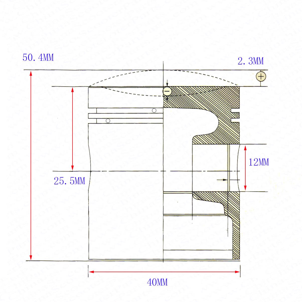 40MM 12MM Piston Ring Kit for Keeway CPI ZIP JOG 50 3KJ 50CC 1E40QMB Scooter Go Kart Parts