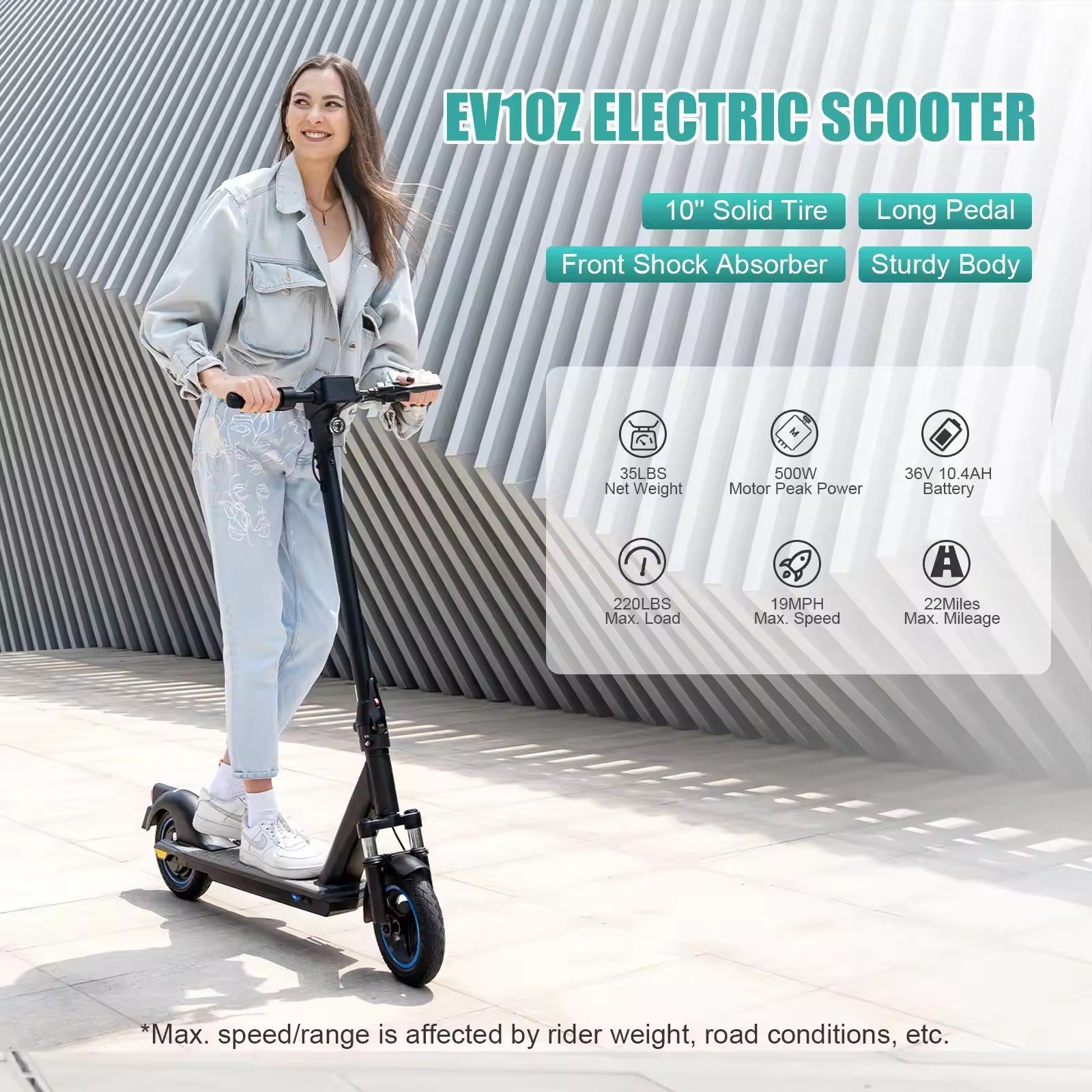 EU Warehouse Original EVERCROSS EV10Z Floding Electric Scooter for Adult 35KM Range 500W 25km/h Electric Kick scooter