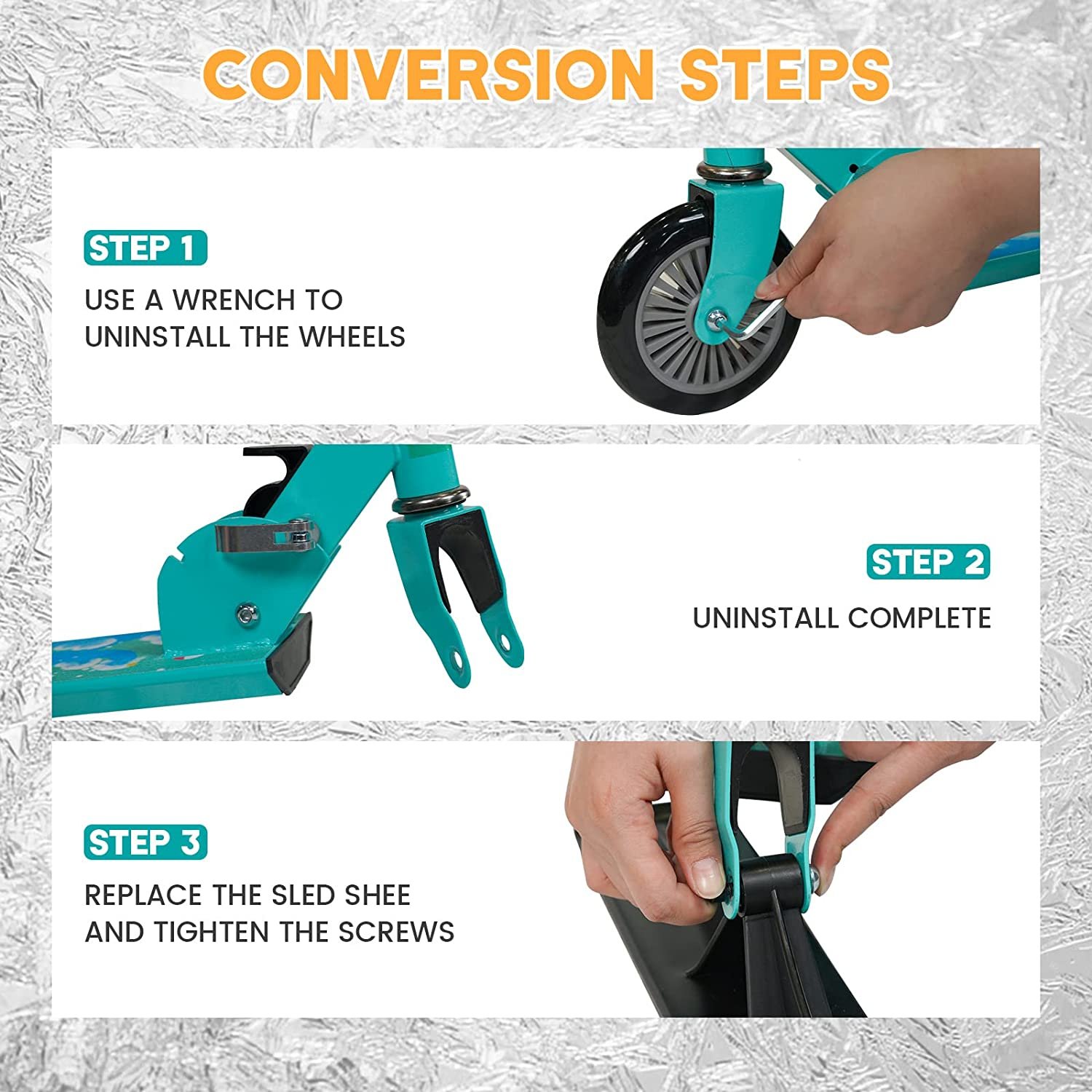 US CA  Dropshipping China Factory Supply Wholesale kick scooters foot scooters snow ski scooter for kids 2 in 1