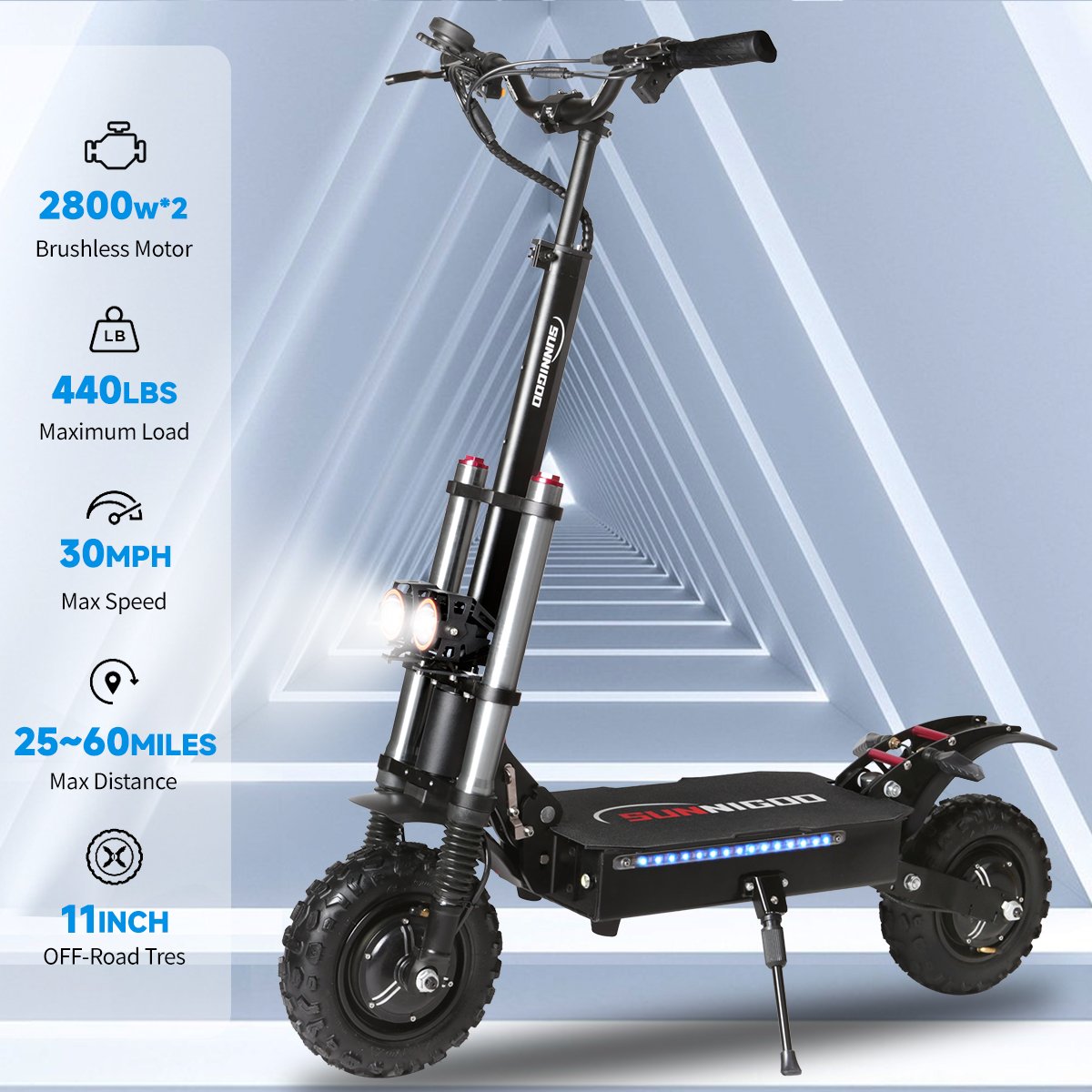 11 Inch Tire Off Road Electric Scooter 3000W*2 Dual Motor 60V 38Ah Scooter Electric 85Km/h 50MPH Folding Scooters For Adults