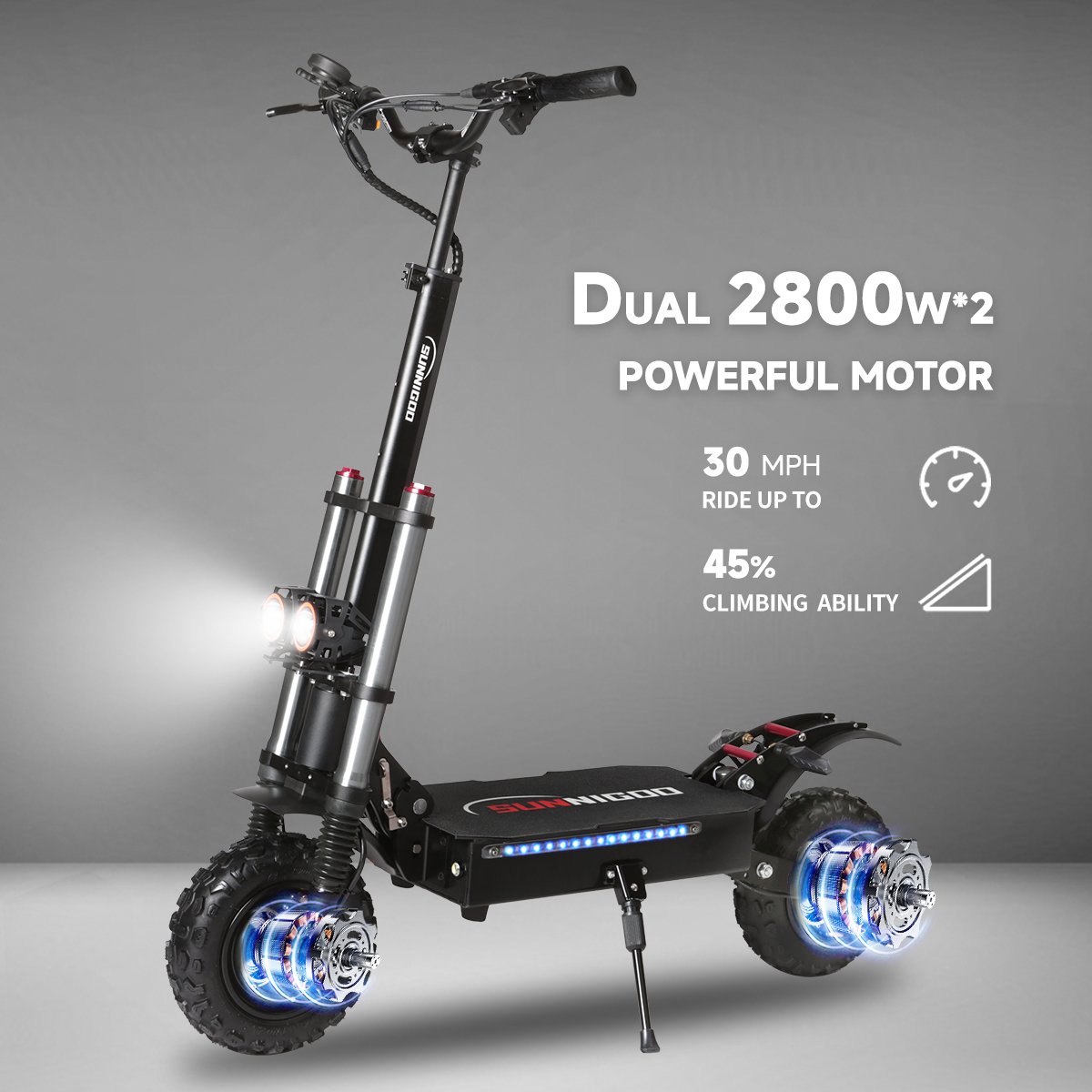 11 Inch Tire Off Road Electric Scooter 3000W*2 Dual Motor 60V 38Ah Scooter Electric 85Km/h 50MPH Folding Scooters For Adults