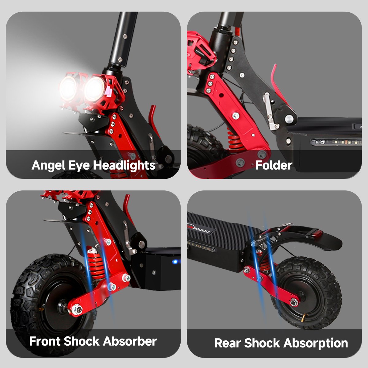 SUNNIGOO Off Road Electric Scooters Dual Motor 1800W*2 Escooter 48V 21Ah 50km/h 60Km Mileage Foldable Scooter Electric For Adult