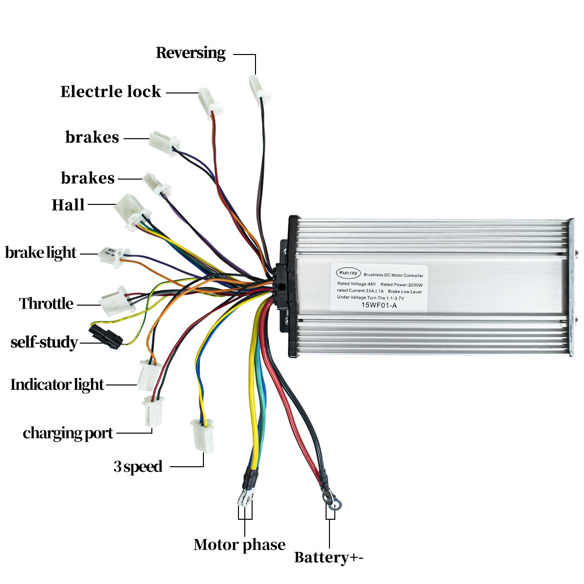 36V 48V 60V 1000W-2500W Brushless Motor Controller Kits for Electric Go Karts Scooters E-Bikes 3000W Wheel