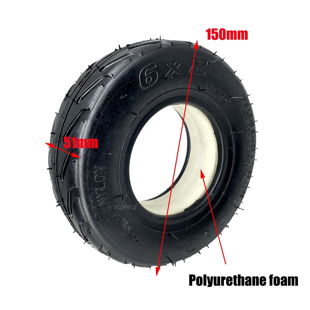 6x2 Solid Tire Polyurethane Foam Filled Tyre for 6 Inch Electric Scooter Non-Pneumatic Accessories