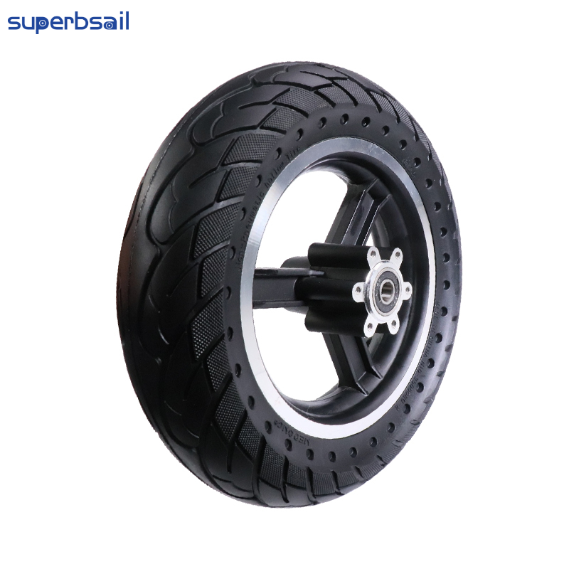 Superbsail 10*2.5 Front Solid Rubber Tire With Rim For Kugoo M4 Pro Electric Scooter Anti-Shock Front Wheel With Red Ring Tire