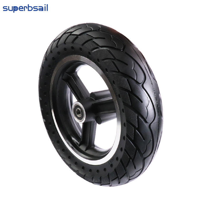 Superbsail 10*2.5 Front Solid Rubber Tire With Rim For Kugoo M4 Pro Electric Scooter Anti-Shock Front Wheel With Red Ring Tire