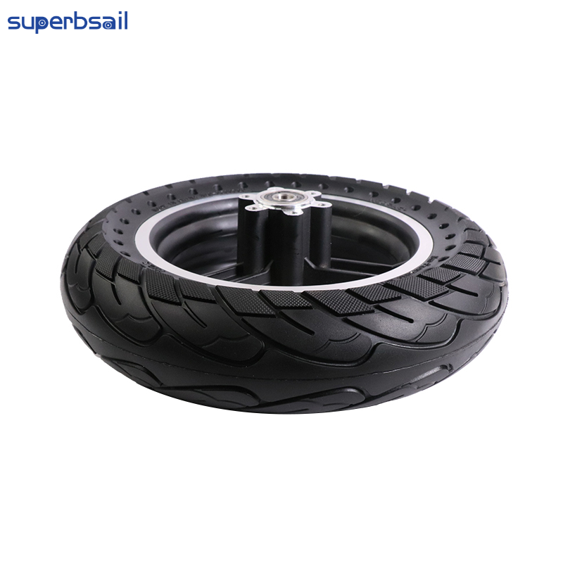 Superbsail 10*2.5 Front Solid Rubber Tire With Rim For Kugoo M4 Pro Electric Scooter Anti-Shock Front Wheel With Red Ring Tire