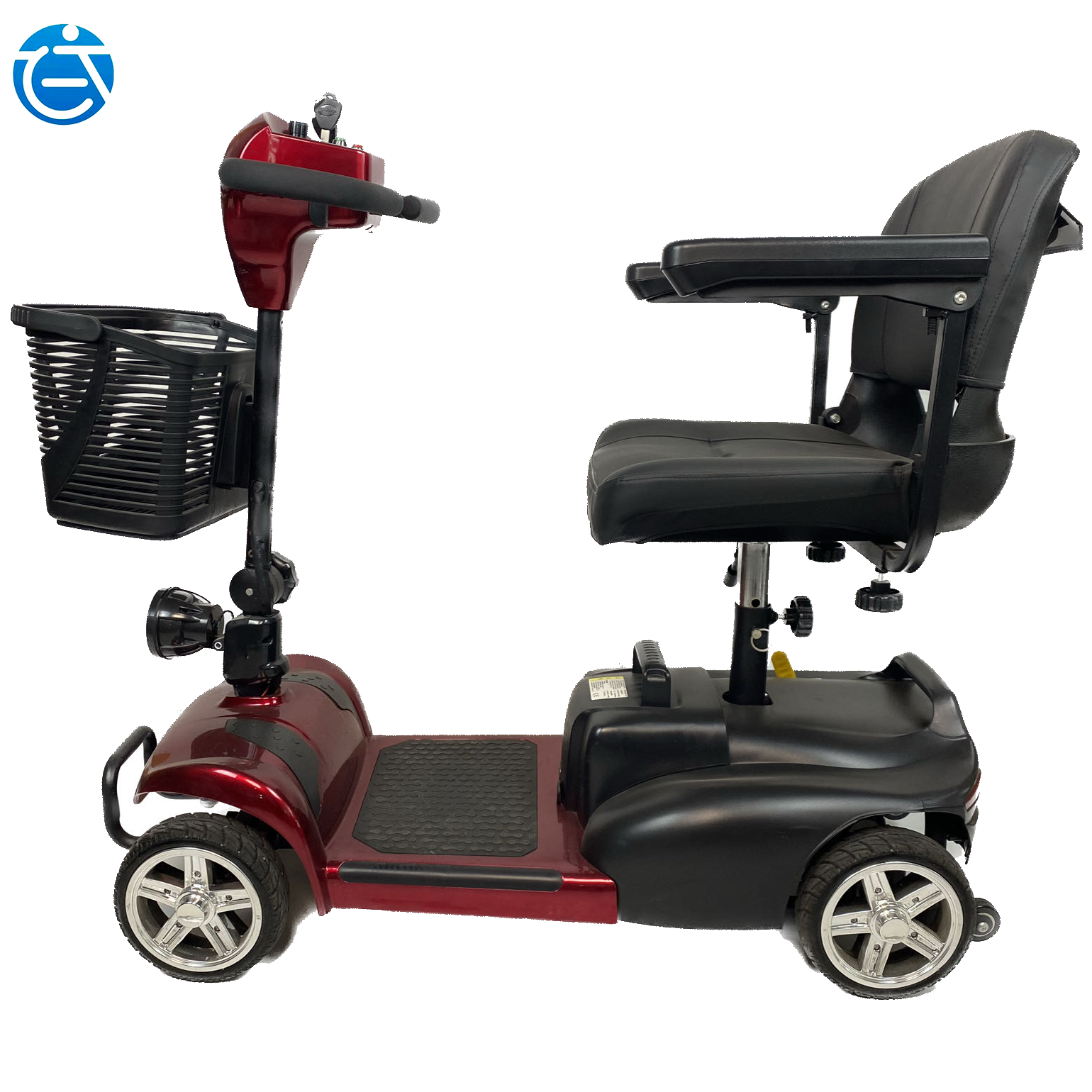 Foldable 4-wheel motorized electric scooter for disabled and elderly travel