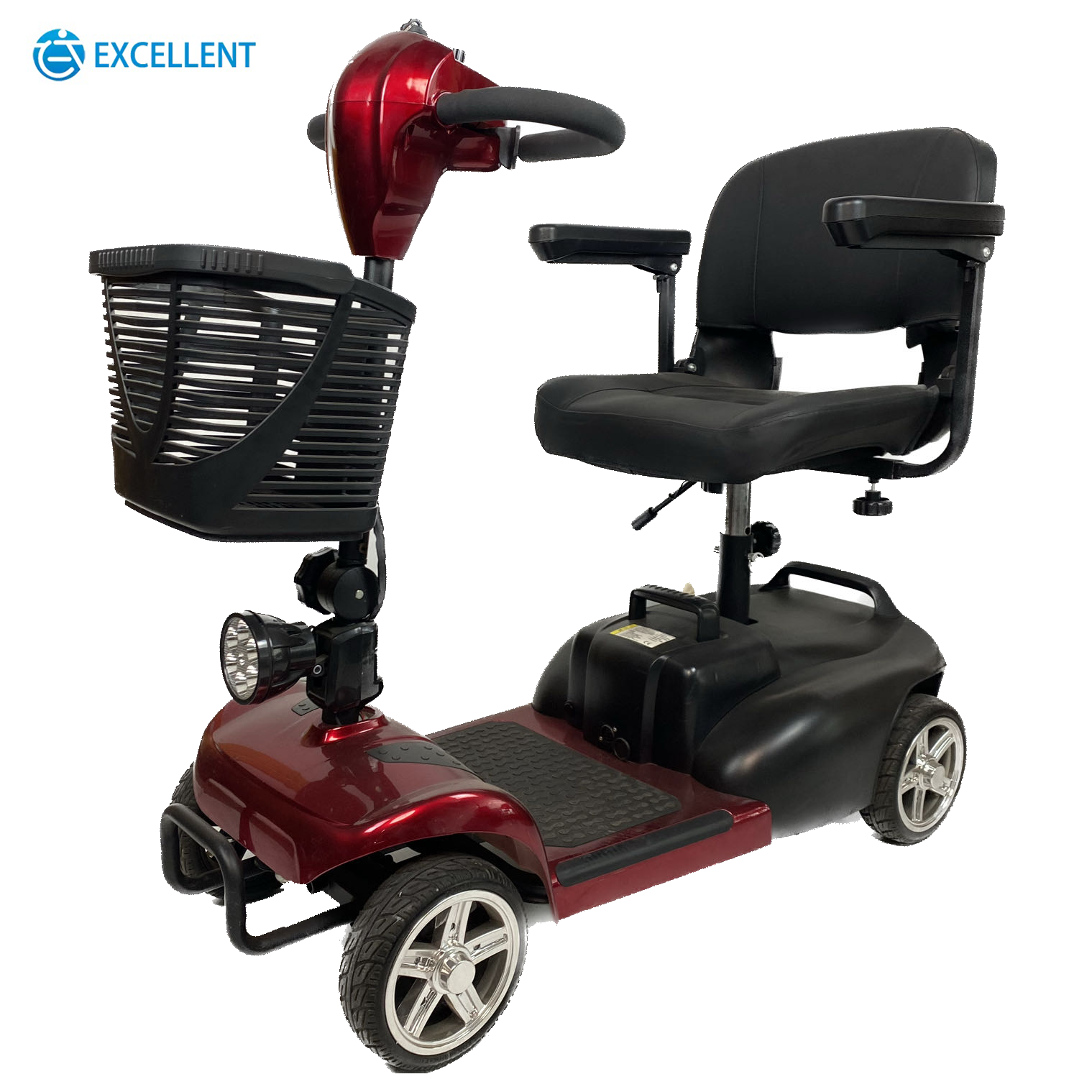 Foldable 4-wheel motorized electric scooter for disabled and elderly travel