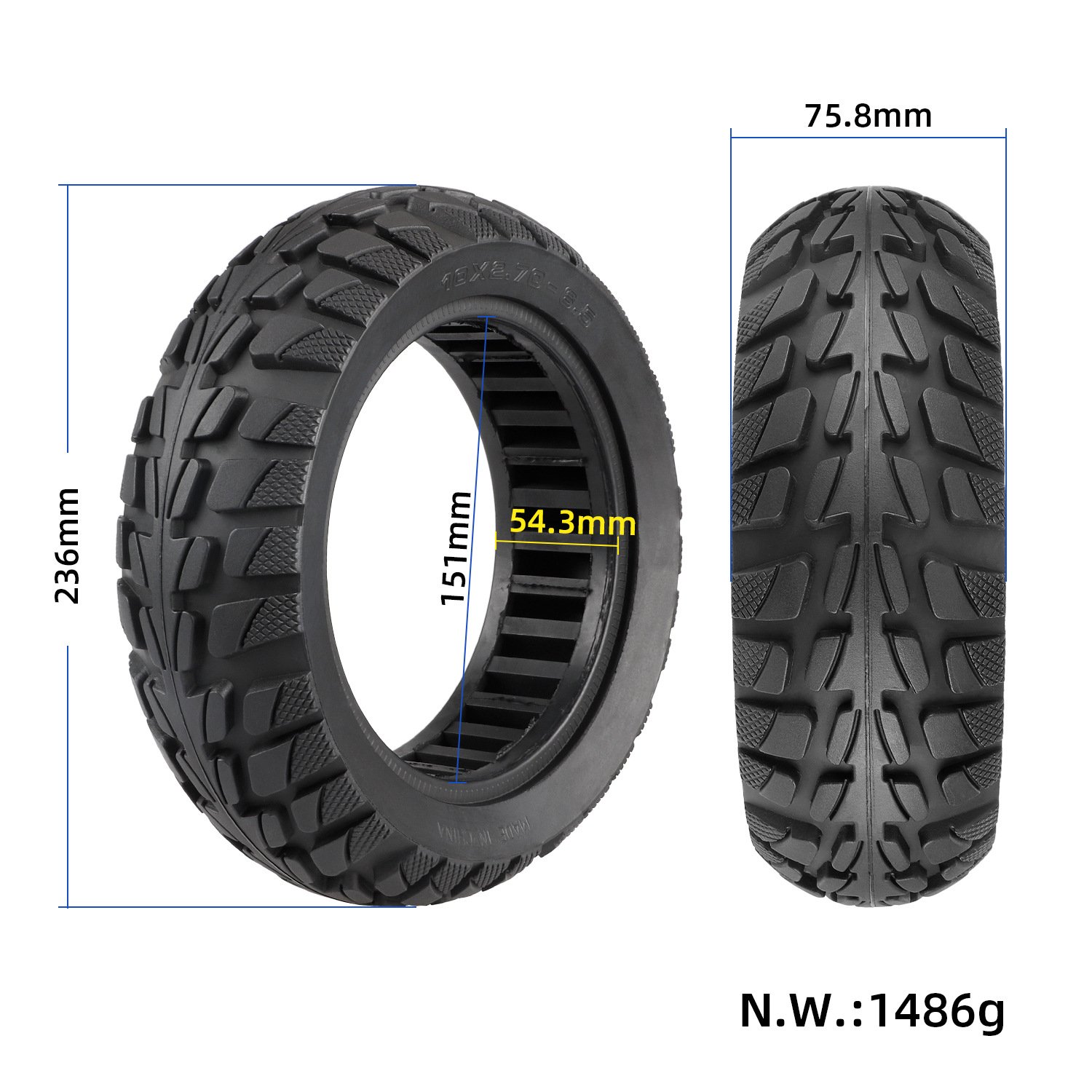 Superbsail E-scooter 10*2.75 Honeycomb Solid Tyre 10 Inch Thickened Vacuum Tire For Electric Scooter Solid Tires Accessories