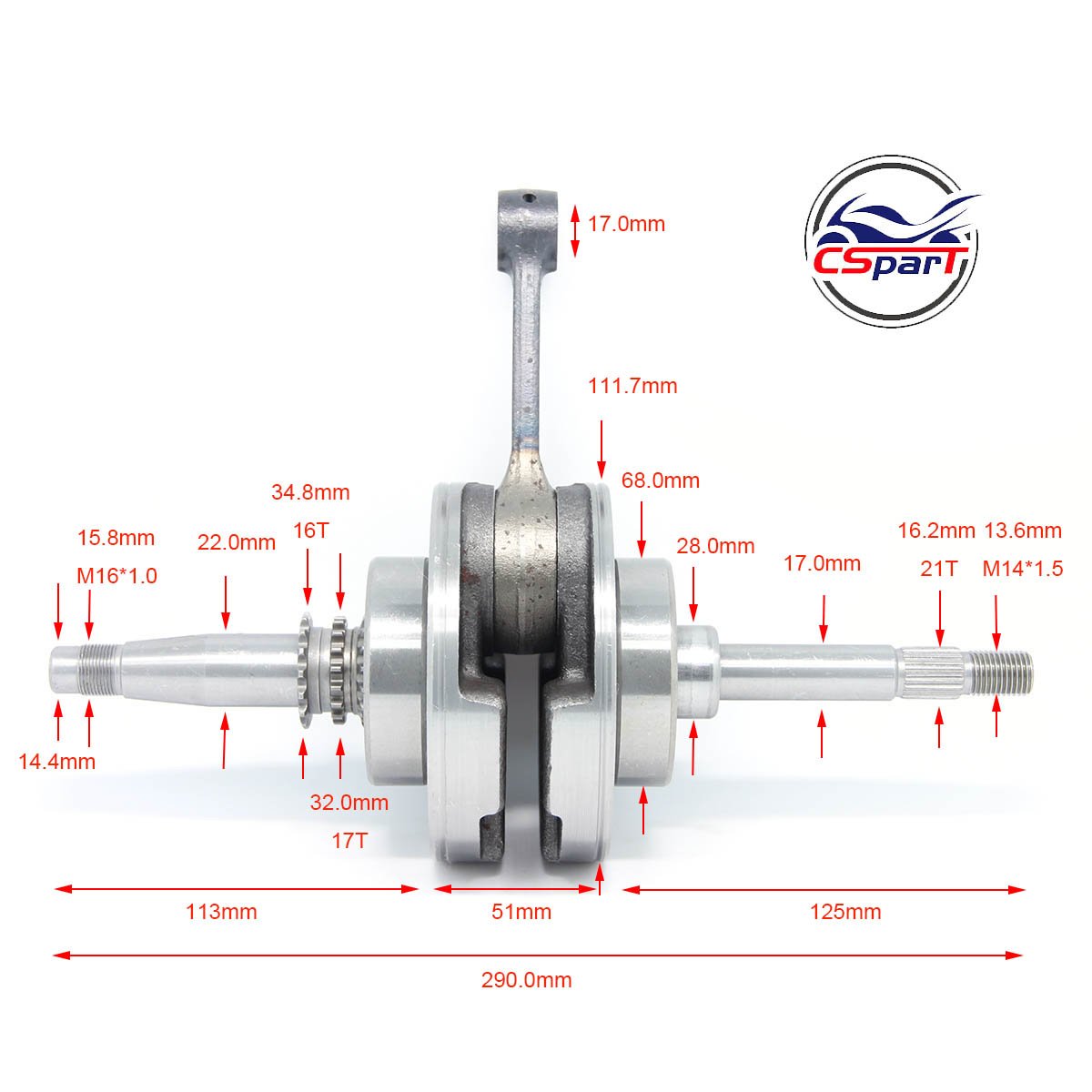 Crankshaft for 250CC CF Moto CF250 CN 250 Jonway Kazuma Kinload Znen CF Mpto ATV Buggy Scooter Parts