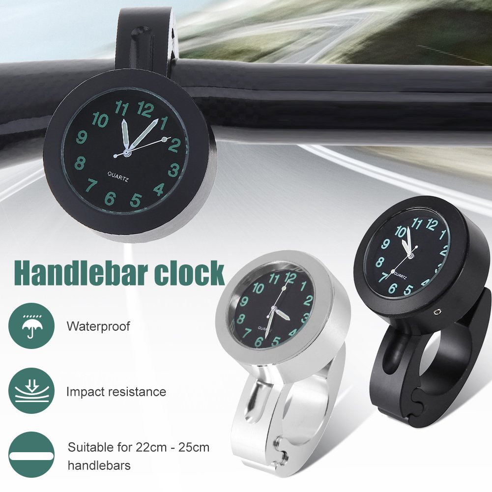 New Image Waterproof Bike Watch Clock Glow In Dark Clock Motorcycle Aluminum Alloy Dial Mini For Mounting Bicycle Handlebar