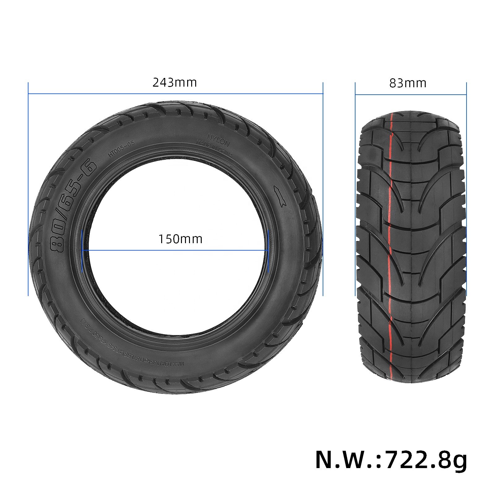 80/65-6 Road Tire For Kugoo Zero 10x Scooter 10 Inch TireTyre Scooter Tire Scooter Parts