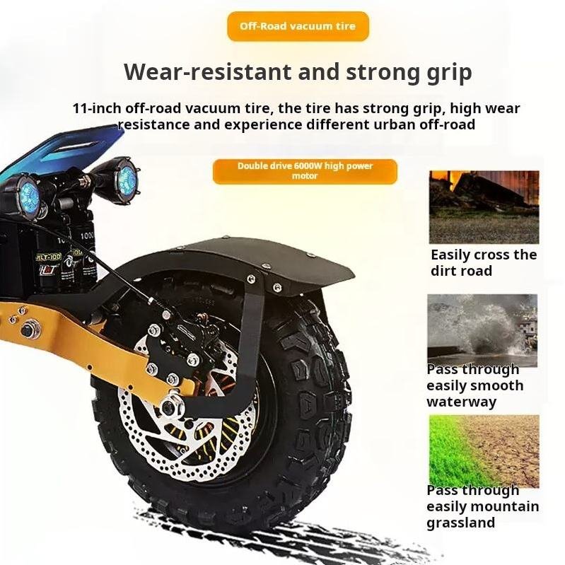Electric scooter 60V 6000W dual-drive off-road adult portable foldable ride-on scooter two-wheeled high-speed electric car