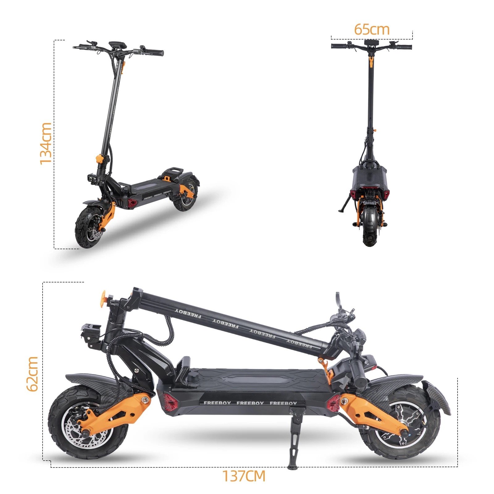 New U.S. Stock 3600W Dual Motor 60V 30AH Production Distance Foldable 11 inch Off-road Electric Scooter