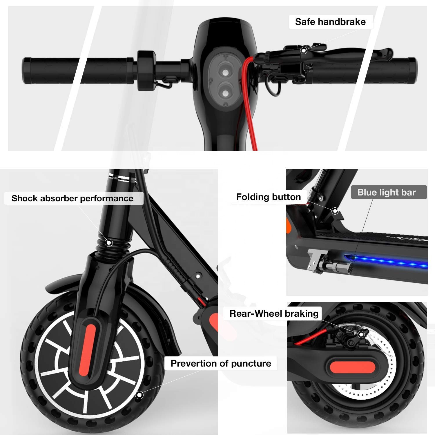 iScoorter M5Pro 8.5inch APP high speed electric scooter for adults with 350W motor solid tires cruise control and 1 step fold