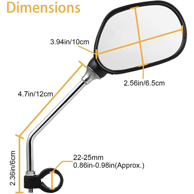 Motorcycle Mirror Black Universal for Bicycle Convex Surface Bicycle Accessories and Parts Rearview Mirror