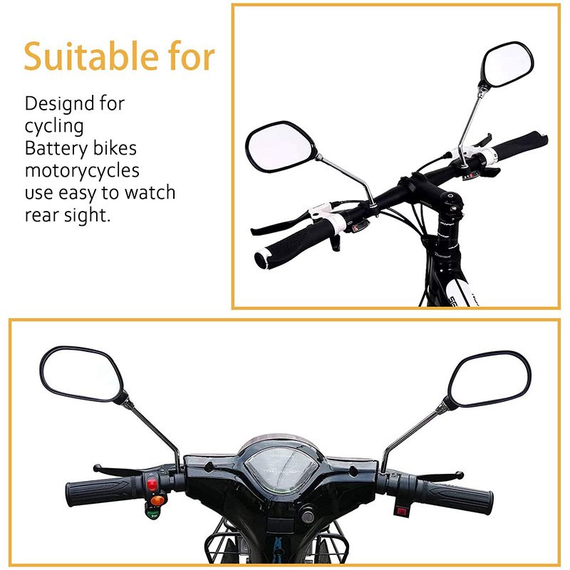 Motorcycle Mirror Black Universal for Bicycle Convex Surface Bicycle Accessories and Parts Rearview Mirror