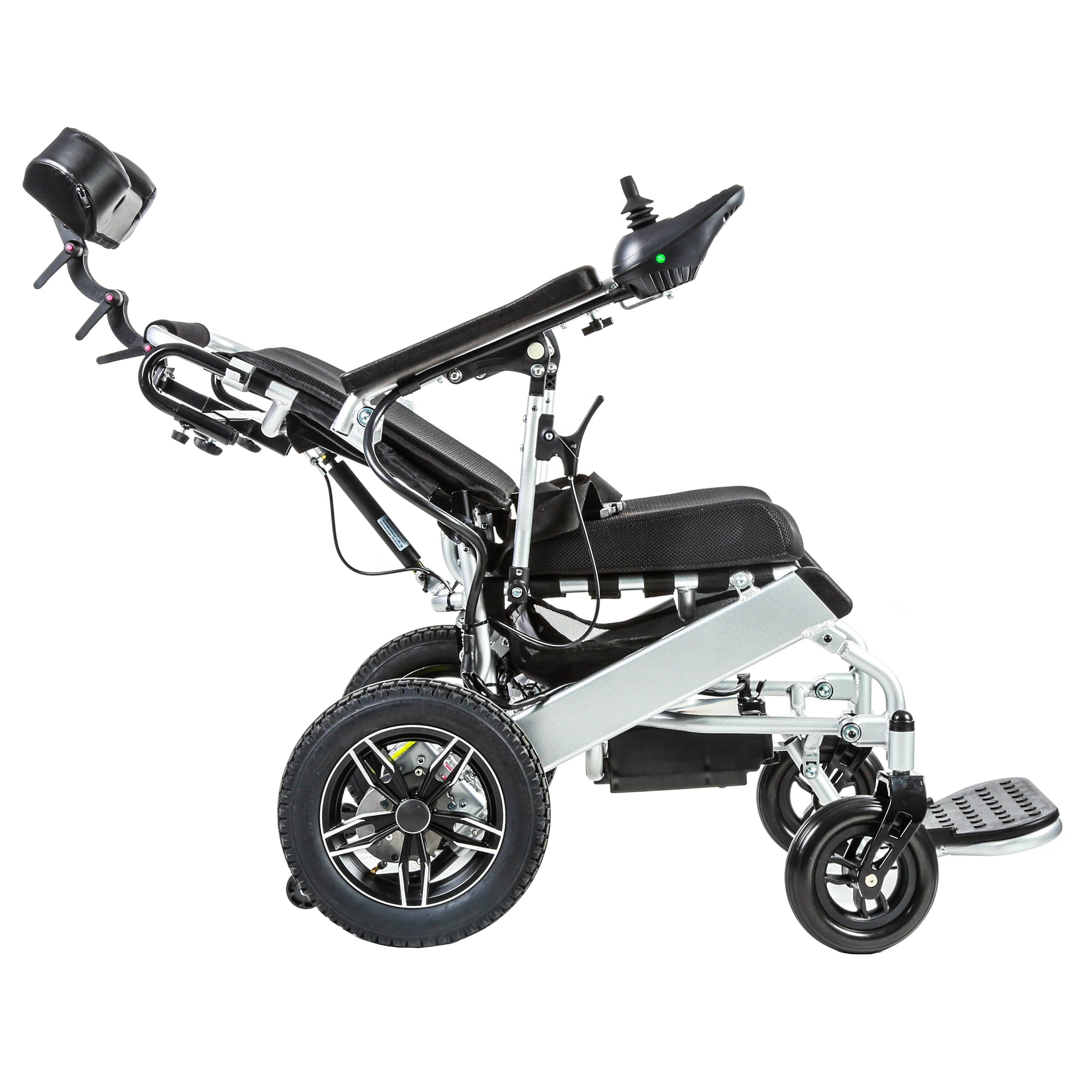 KSM-601Portable foldable wheelchair electric wheelchair hot sale ultra lightweight folding power wheelchair with manual recliner