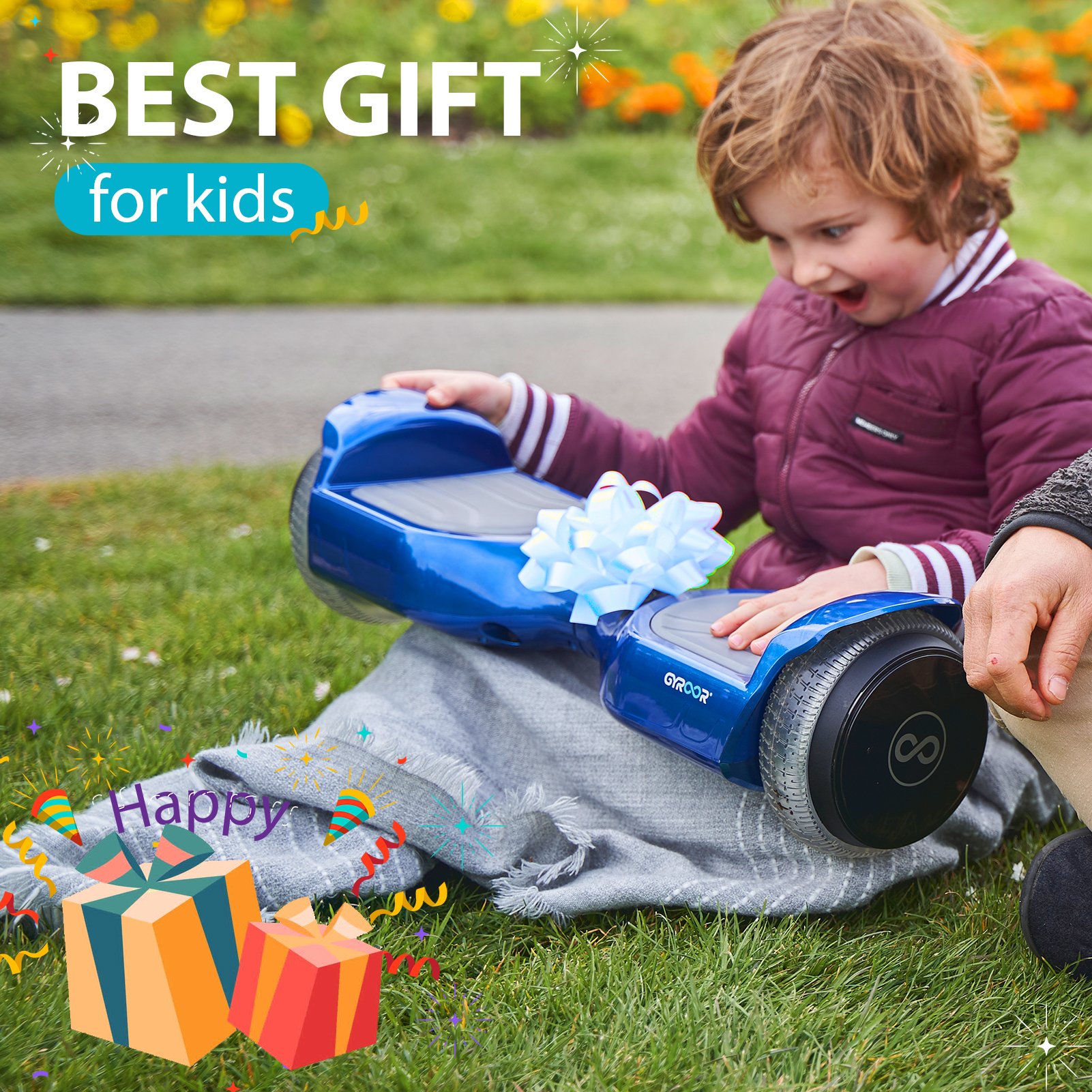 Gyroor Self-Balancing Scooter 6.5 Wheel Electric Scooter Hoverboards for Kids Adults with Blue tooth Speaker and LED Lights