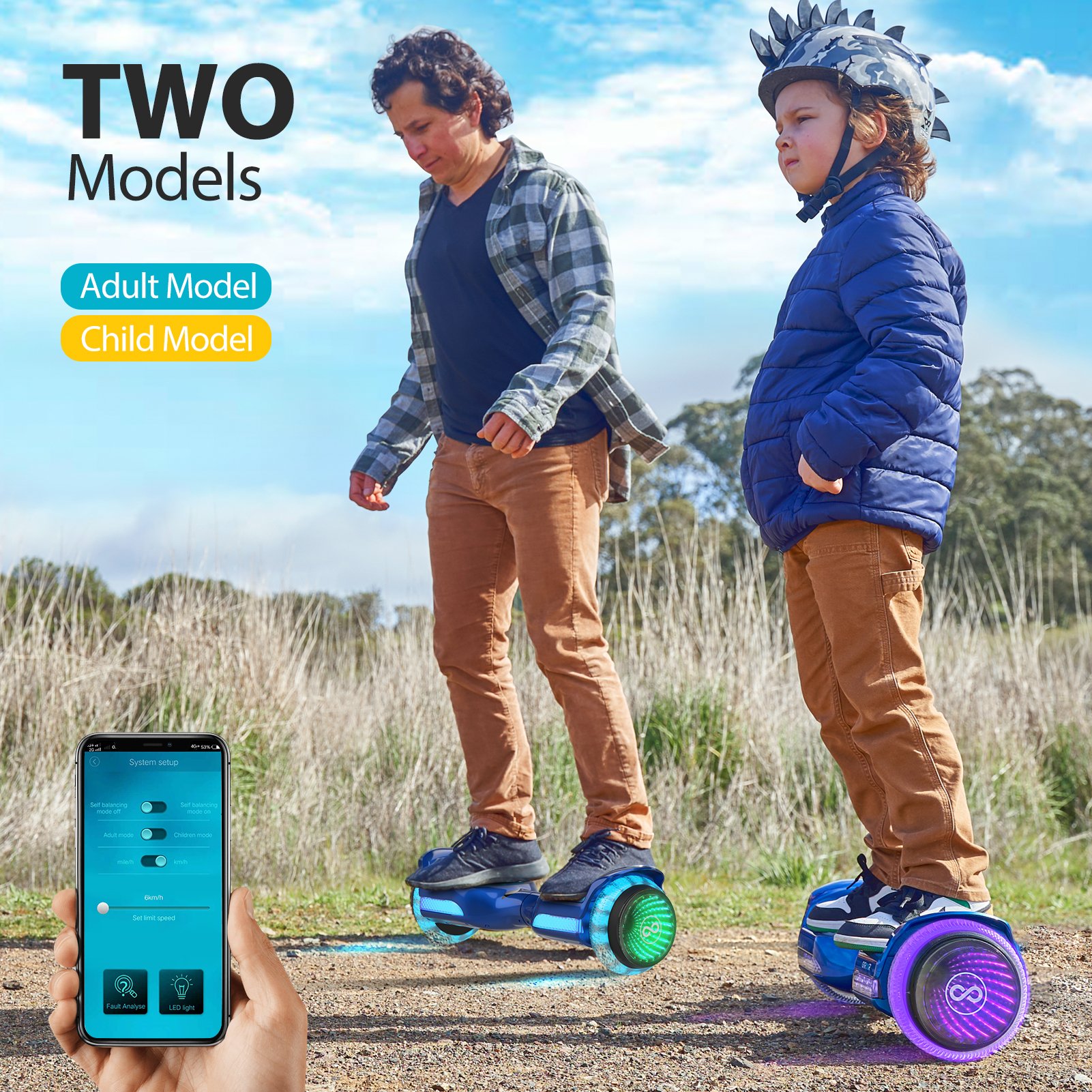 Gyroor Self-Balancing Scooter 6.5 Wheel Electric Scooter Hoverboards for Kids Adults with Blue tooth Speaker and LED Lights