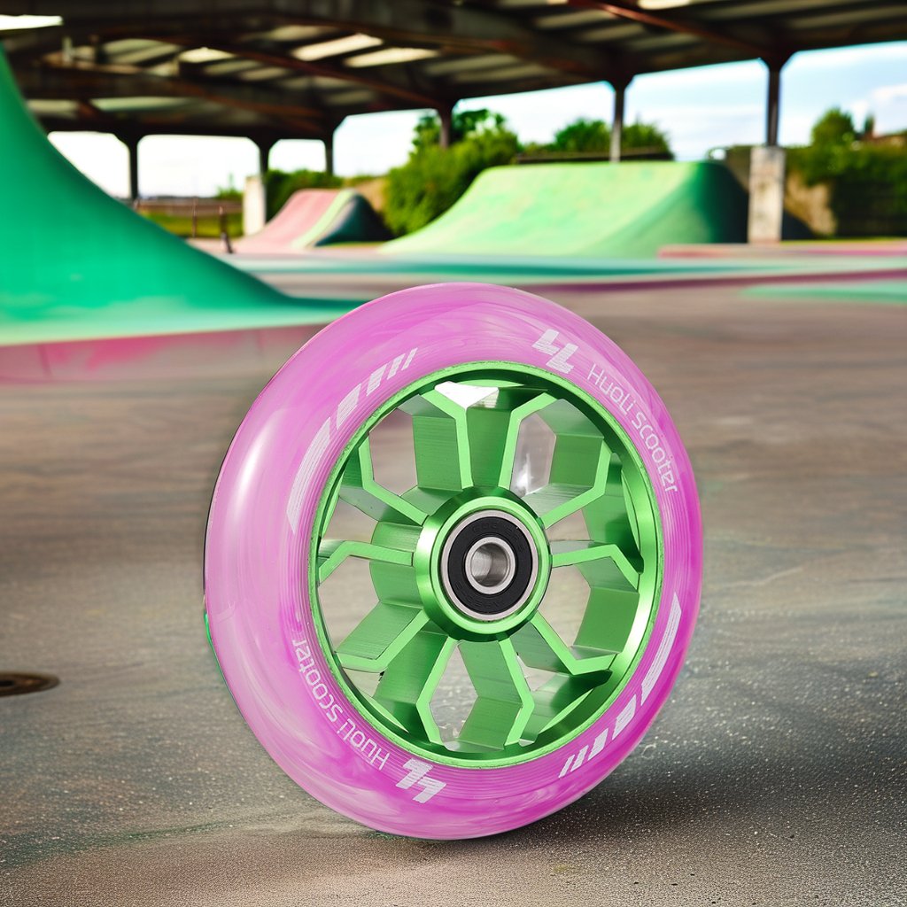 Huoli Extreme Sport Pro Stunt Kick Scooter Wheels 110mm Pink PU with Aluminum Core Abec-9 Bearing Extreme Sport Pro Accessory