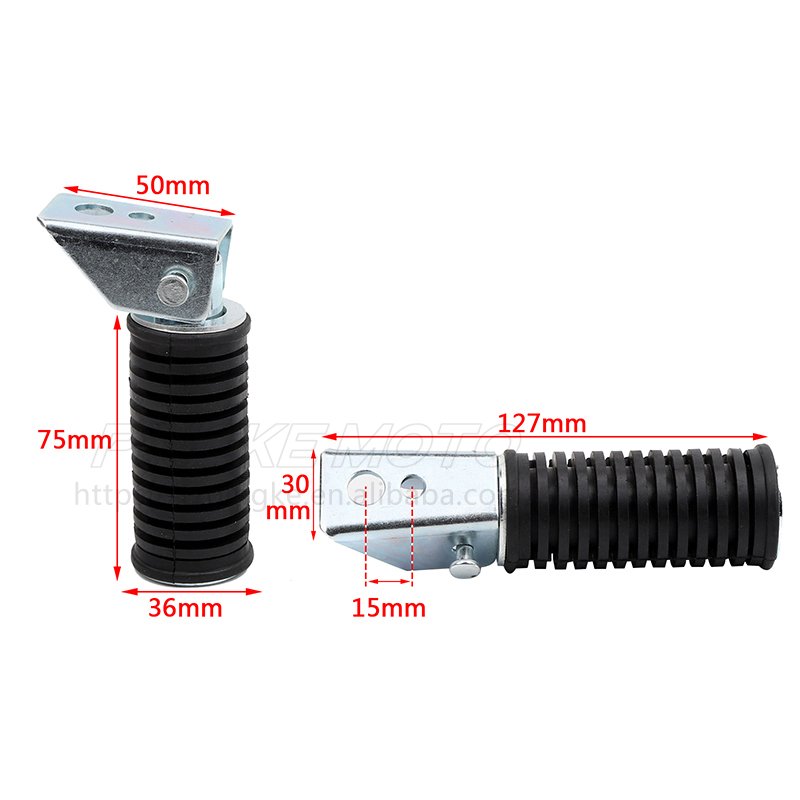 Motorcycle rear passenger non-slip rubber footrests foldable cylindrical aluminum alloy footrests spare parts