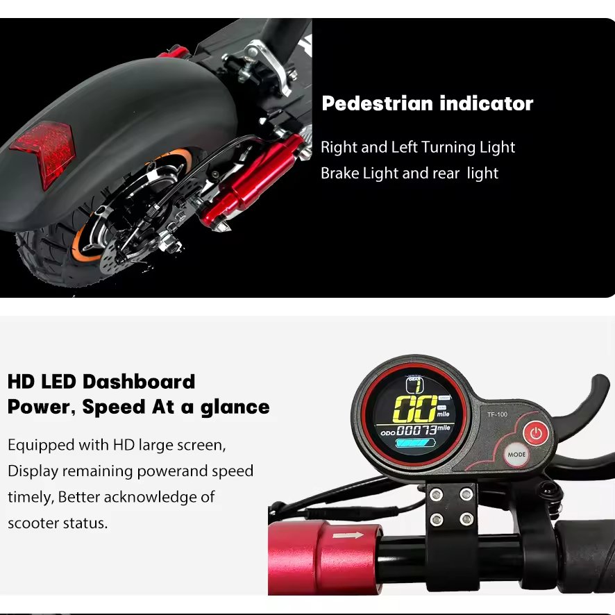 EU Fast 800W Folding 48V 45KMH 10" Off-Road Tires Electric Scooter with Seat for Adults
