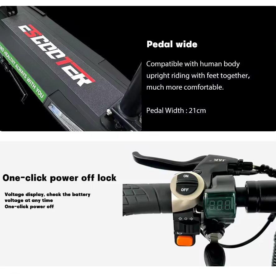 EU Fast 800W Folding 48V 45KMH 10" Off-Road Tires Electric Scooter with Seat for Adults