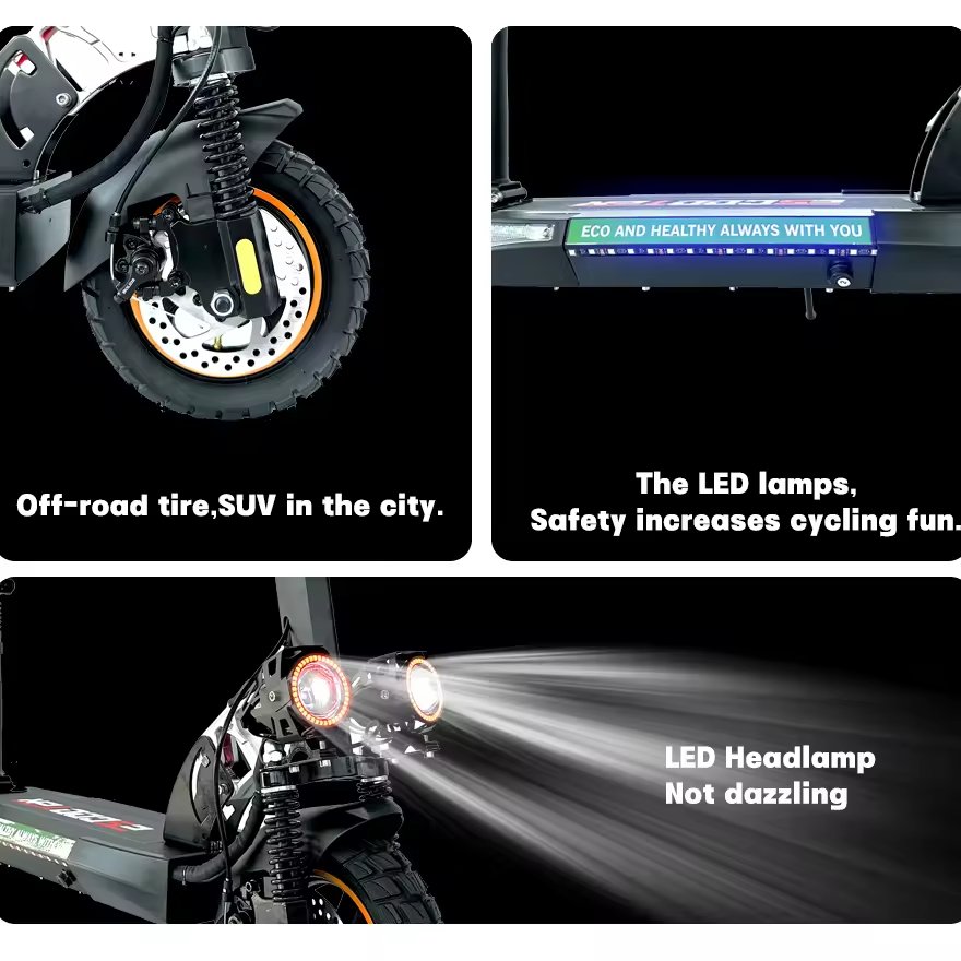 EU Fast 800W Folding 48V 45KMH 10" Off-Road Tires Electric Scooter with Seat for Adults