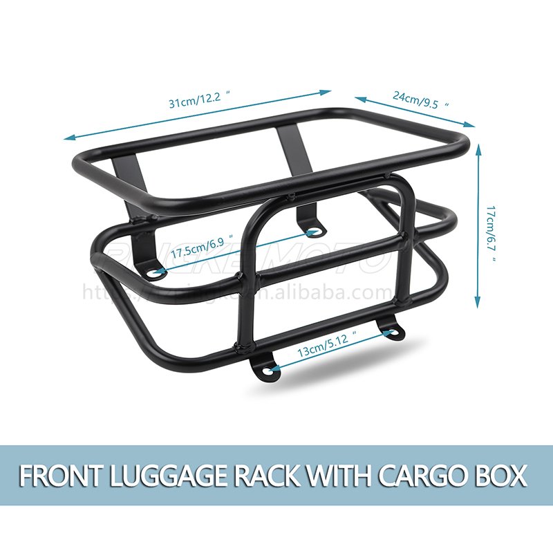 Motorcycle Zuma Front Luggage Rack Car Basket Basket Made of High Quality Heavy Iron Scooter Shopping Basket, Matte Black